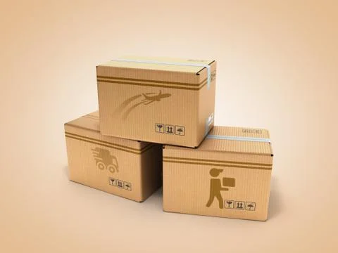 Modern concept of all types of delivery boxes with images of the aircraft car Stock Illustration