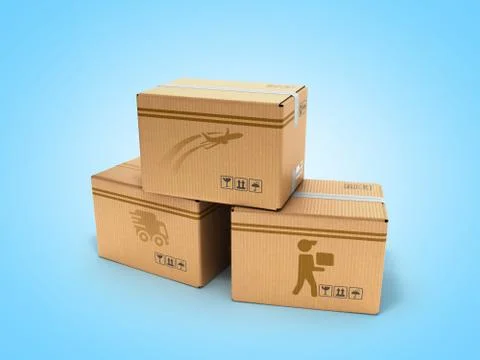 Modern concept of all types of delivery boxes with images of the aircraft car イラスト素材