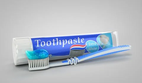 Modern concept of the design of a tube of toothpaste toothpaste tube with too Stock Illustration