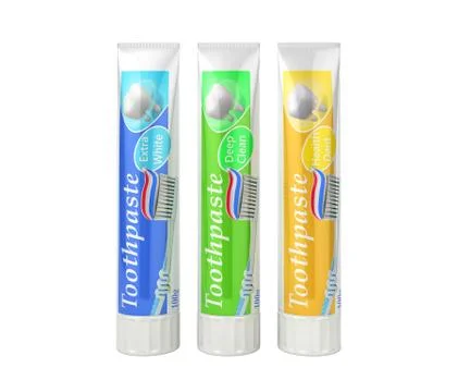 Modern concept of the design of a tube of toothpaste toothpaste tubes 3d rend Stock Illustration