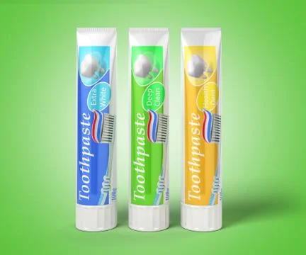 Modern concept of the design of a tube of toothpaste toothpaste tubes 3d rend Stock Illustration