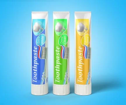 Modern concept of the design of a tube of toothpaste toothpaste tubes 3d rend Stock Illustration