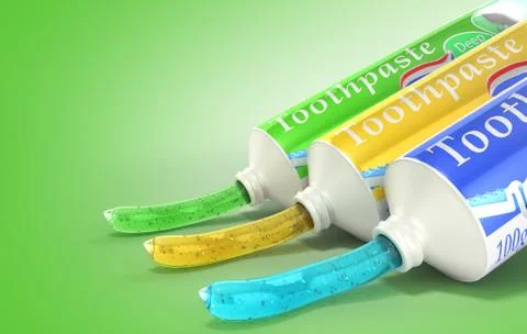 Modern concept of the design of a tube of toothpaste toothpaste tubes 3d rend Stock Illustration