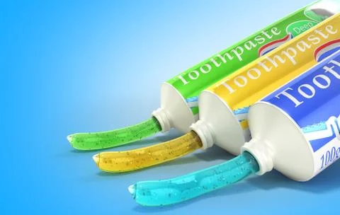 Modern concept of the design of a tube of toothpaste toothpaste tubes 3d rend Stock Illustration