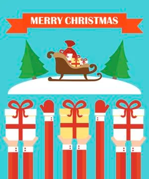 Modern concept flat design, Merry Christmas Stock Illustration
