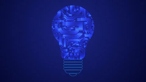 Modern concept light bulb with circuit board Stock Footage 247456698