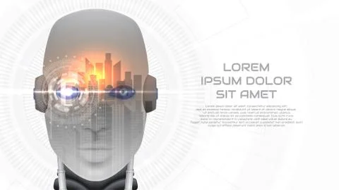 Modern concept web banner with robot cybernetic organism Illustrazione stock