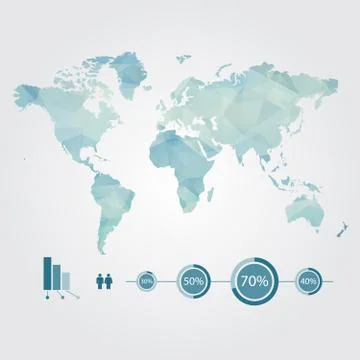 Modern concept of world map with infographic Stock Illustration