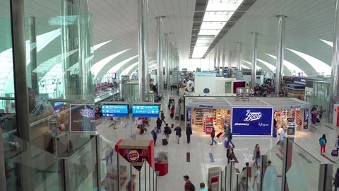 Modern Concourse in main Passenger Terminal at Airport, with Sound Stock-Footage 71746409