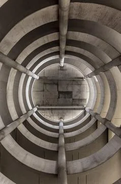 Modern concrete circular structure interior Berlin Germany industrial archi.. Stock Photos