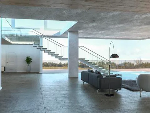 Modern concrete interior Stock Illustration