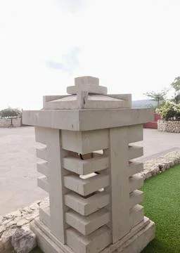 Modern Concrete Lantern Structure in Outdoor Garden Stock Photos