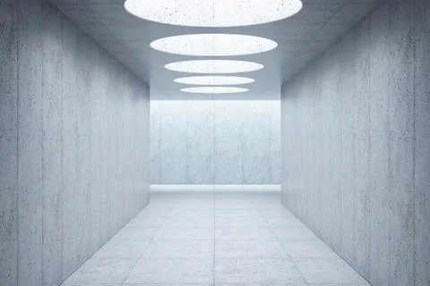 Modern concrete space interior, 3d rendering Stock Illustration