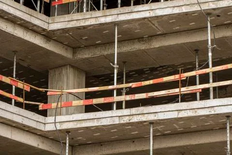 Modern concrete structure, building under construction background Stock Photos