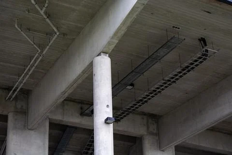 Modern Concrete Structure with Pillars and Beams Stock Photos