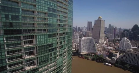Modern condominium on Chao Phraya river-bank, Bangkok, Thailand Stock Footage 73464703