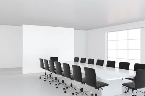 Modern conference room with empty poster. Mock up, 3D Rendering 스톡 일러스트