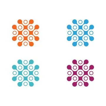 Modern Connection Dots Logo Icon Emblem Set Stock Illustration
