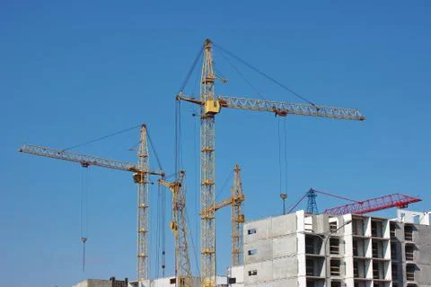 Modern construction of multi-storey and apartment buildings. concrete structu Stock Photos