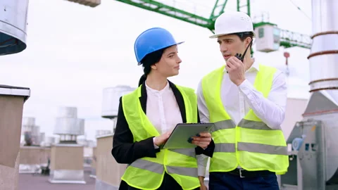 Modern construction site on the top of the building in front of the camera Stock Footage 138202949