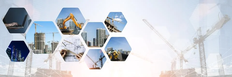 Modern Construction Technology and Development Concept background Stock Photos