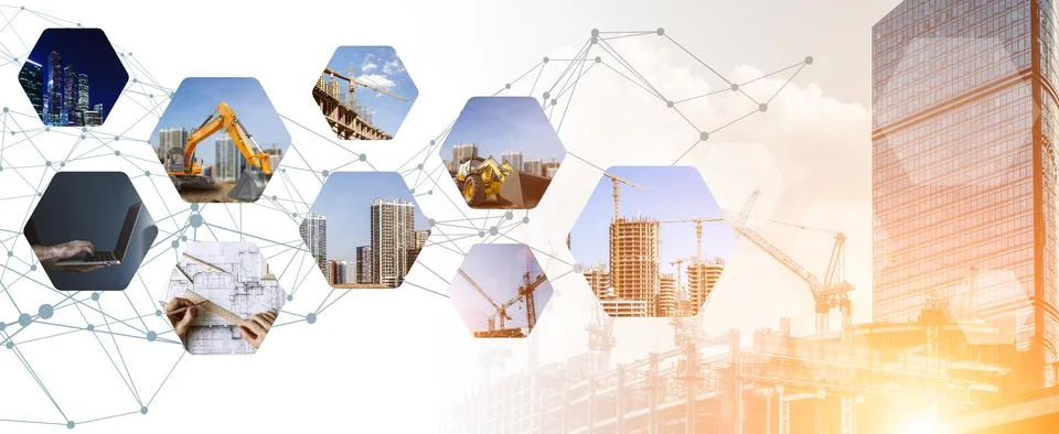 Modern Construction Technology and Development Concept background Stock Photos