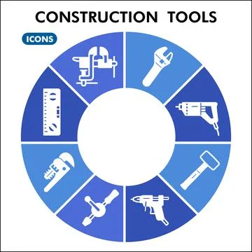 Modern construction tools Infographic design template. Building inphographic Ilustración de archivo