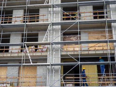 Modern construction. View from bottom to top. concrete frame. Industry Stock Photos