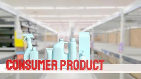 Modern Consumer Products Displayed in Bright Retail Store 3d render. Stock Illustration