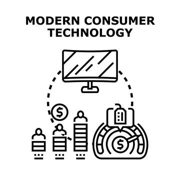 Modern consumer technology influencing consumption and spending habits Stock Illustration