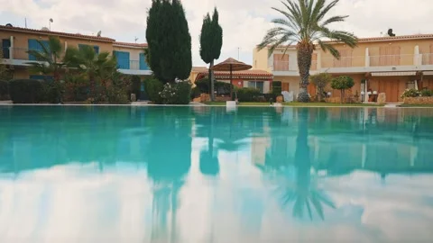 Modern contemporary backyard with swimming pool at summer. Stock Footage 165294351