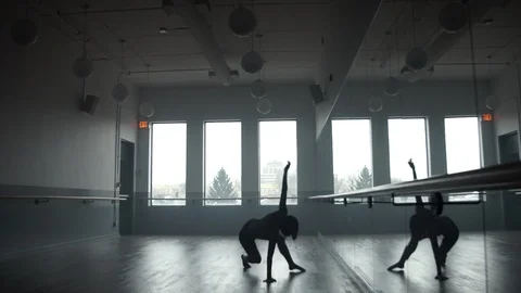 Modern contemporary dancer dancing in dance studio, wide Video stock 104269371