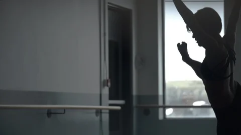 Modern contemporary dancer dancing by dance hand rail, freestyle medium close Vidéo 104273089