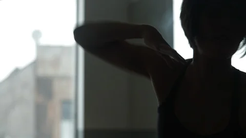 Modern contemporary dancer freestyling, dancing in large dance studio 스톡 동영상 104271117