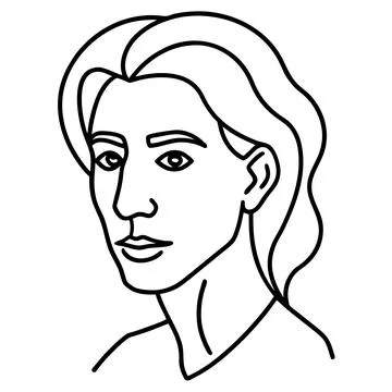 Modern Continuous Single Line Drawing of a Human Face Profile Stock Illustration