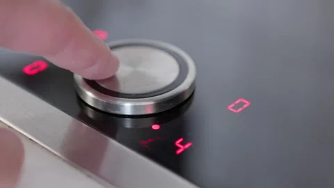 Modern control panel with digital displays and stainless steel accents in a slee Stock Footage 281596071