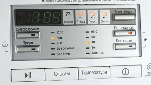 Modern control panel of the washing machine Stock Footage 69148392