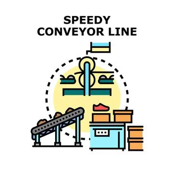 Modern conveyor line system delivering factory products efficiency イラスト素材