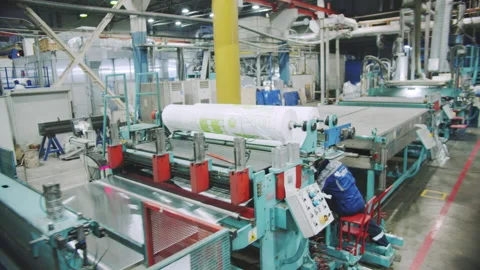 Modern conveyors for polycarbonate sheets in workshop Stock Footage 231225590