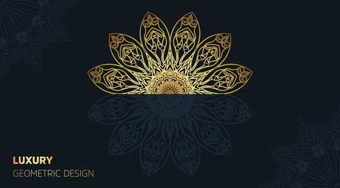 Modern cool gradient luxury color mandala art background template Stock Illustration