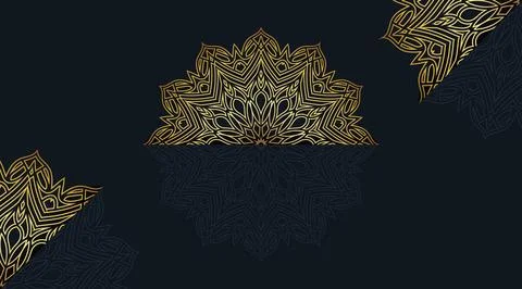 Modern cool gradient luxury green color mandala art background template Stock Illustration