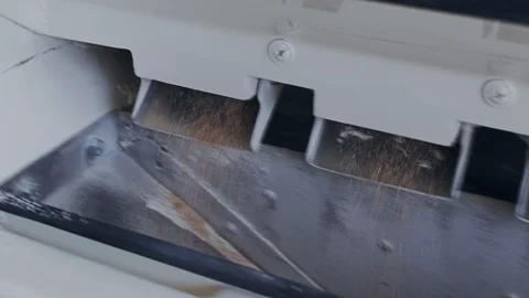 Modern corn mill grinds cereal grains of wheat into the flour and middlings Stockbeeldmateriaal 95648886