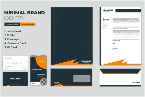 Modern Corporate Brand Identity Set with Letterhead, Business Card, Identity Stock Illustration