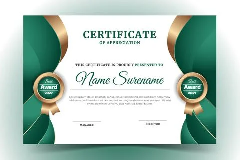 Modern Corporate Certificate Template Vector Design Stock Illustration