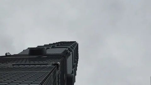 Modern corporate skyscraper with copyspace, low angle view Stock Footage 106677641