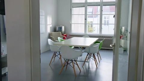Modern Corporate Work space. Open Office And Board Room empty office meeting 스톡 동영상 334027486