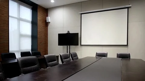 Modern Corporate Work space. Open Office And Board Room empty office meeting 스톡 동영상 334027546
