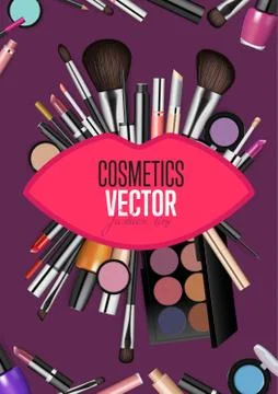 Modern Cosmetics Accessories Vector Concept Stock Illustration
