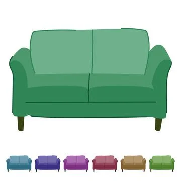 Modern couch leather vector cartoon graphic Stock Illustration