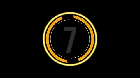 Modern countdown timer 10 to 1 on a black background, glow ring Stock Footage 340352820